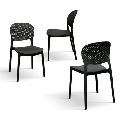 PAZZO DESIGN Set de 4 scaune Anita Negru din polipropilenă | Aosom Romania