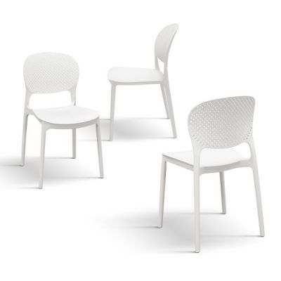 PAZZO DESIGN Set de 4 scaune Anita White din polipropilenă | Aosom Romania