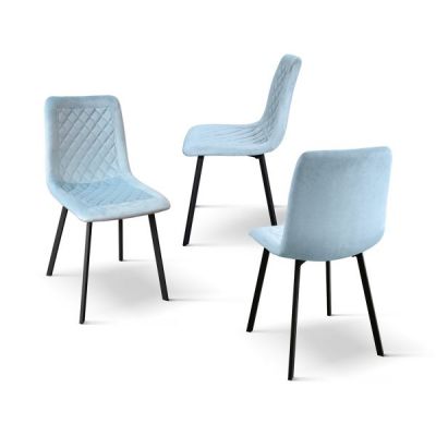 PAZZO DESIGN Set de 4 scaune Arianna albastre din catifea și picioare metalice | Aosom Romania