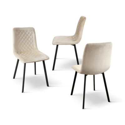 PAZZO DESIGN Set de 4 scaune Arianna bej din catifea și picioare metalice | Aosom Romania