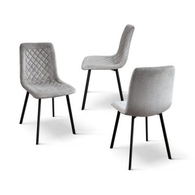 PAZZO DESIGN Set de 4 scaune Arianna din catifea gri și picioare metalice | Aosom Romania