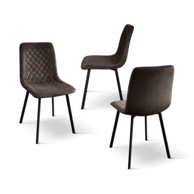 PAZZO DESIGN Set de 4 scaune Arianna din catifea maro cu picioare metalice | Aosom Romania