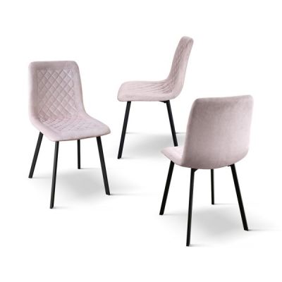 PAZZO DESIGN Set de 4 scaune Arianna din catifea roz cu picioare metalice | Aosom Romania