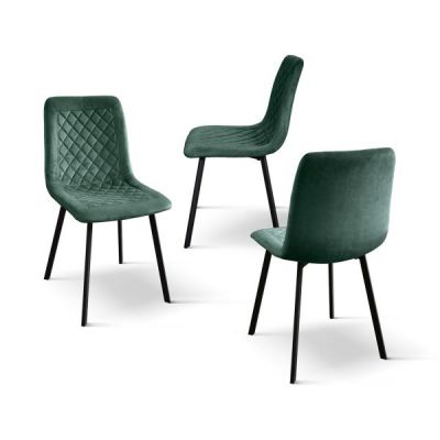 PAZZO DESIGN Set de 4 scaune Arianna din catifea verde cu picioare metalice | Aosom Romania