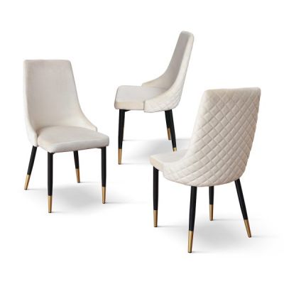 PAZZO DESIGN Set de 4 scaune Cinzia bej | Aosom Romania