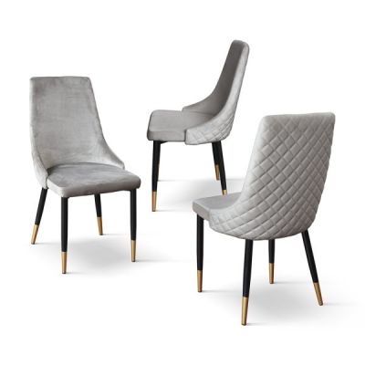 PAZZO DESIGN Set de 4 scaune Cinzia gri | Aosom Romania