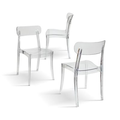 PAZZO DESIGN Set de 4 scaune Colette transparente din polipropilenă | Aosom Romania