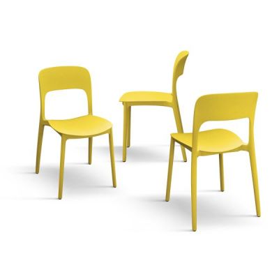 PAZZO DESIGN Set de 4 scaune Luana galbne din polipropilenă | Aosom Romania