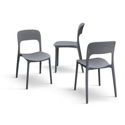 PAZZO DESIGN Set de 4 scaune Luana gri din polipropilenă | Aosom Romania