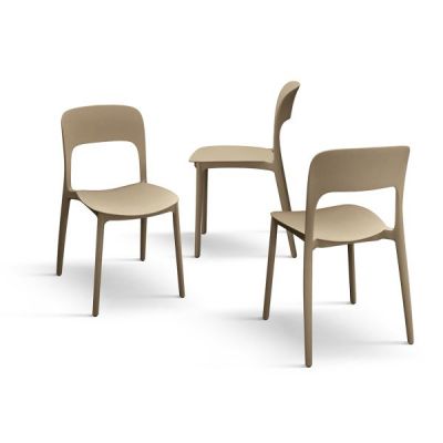 PAZZO DESIGN Set de 4 scaune Luana gri porumbel din polipropilenă | Aosom Romania
