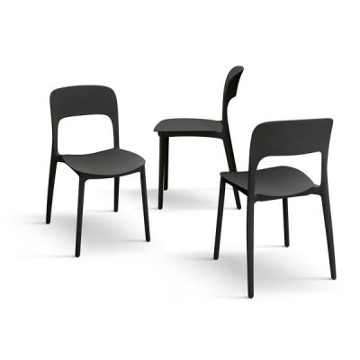 PAZZO DESIGN Set de 4 scaune Luana negru din polipropilenă | Aosom Romania