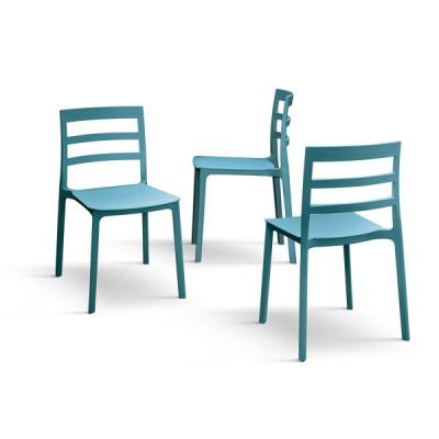 PAZZO DESIGN Set de 4 scaune Luca albastru din polipropilenă | Aosom Romania