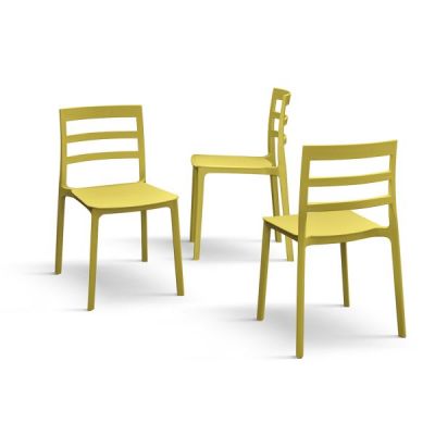 PAZZO DESIGN Set de 4 scaune Luca galbne din polipropilenă | Aosom Romania