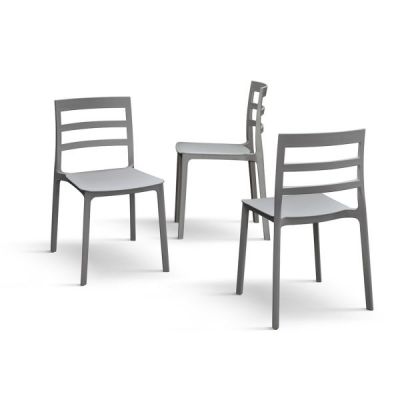 PAZZO DESIGN Set de 4 scaune Luca gri din polipropilenă | Aosom Romania