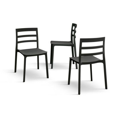 PAZZO DESIGN Set de 4 scaune Luca negru din polipropilenă | Aosom Romania