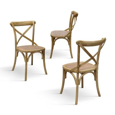 PAZZO DESIGN Set de 4 scaune Oscar cu finisaj natural | Aosom Romania