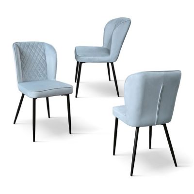 PAZZO DESIGN Set de 4 scaune Simona din catifea albastră cu picioare metalice | Aosom Romania