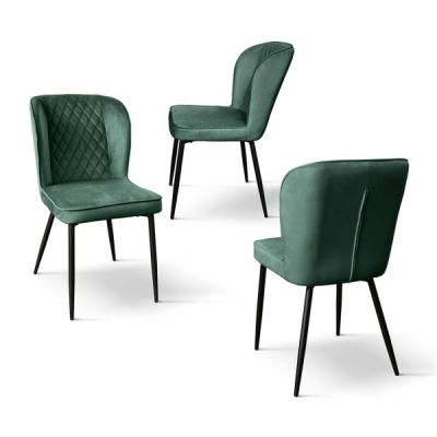 PAZZO DESIGN Set de 4 scaune Simona din catifea verde cu picioare metalice | Aosom Romania
