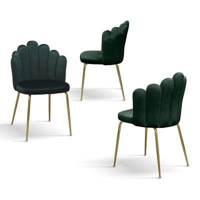 PAZZO DESIGN Set de 4 scaune Sissi Verde din catifea și picioare metalice | Aosom Romania