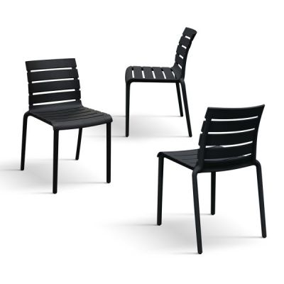 PAZZO DESIGN Set de 6 scaune Brad Negru din polipropilenă | Aosom Romania