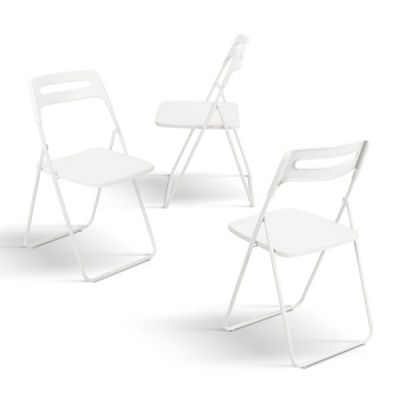 PAZZO DESIGN Set de 6 scaune pliante Peter Alb cu cadru metalic | Aosom Romania