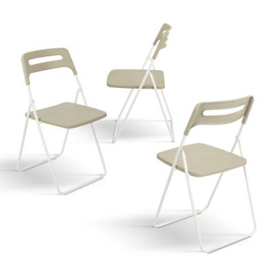 PAZZO DESIGN Set de 6 scaune pliante Peter Gri porumbel, cu cadru metalic | Aosom Romania