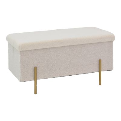 Scaun-cufăr Ziwel pakoworld teddy alb-auriu 80x40x40cm