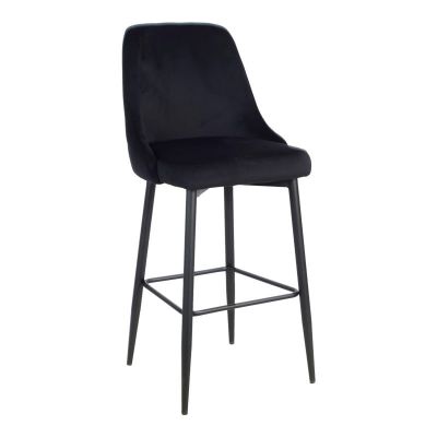 Scaun de bar Zedna, Pako World, Catifea Negru, 52x57x111 cm