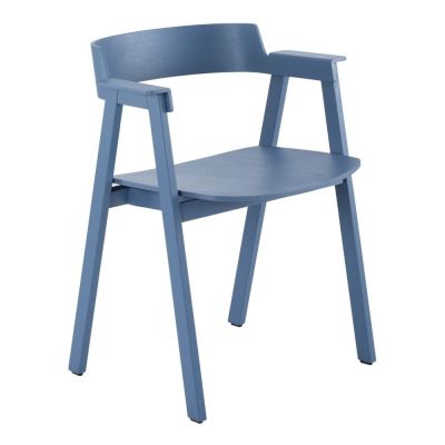 Scaun de dining albastru cu cotiere din lemn de stejar Flip – Gazzda