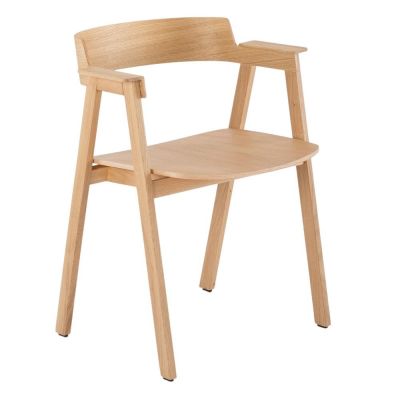 Scaun de dining în culoare naturală cu cotiere din lemn de stejar Flip – Gazzda