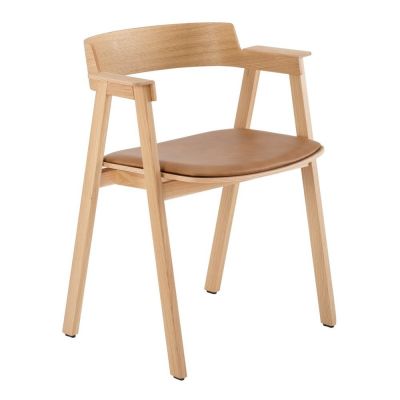 Scaun de dining maro/în culoare naturală cu cotiere din piele Flip – Gazzda