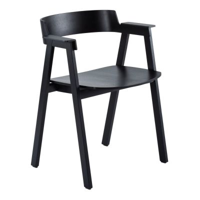Scaun de dining negru cu cotiere din lemn de stejar Flip – Gazzda