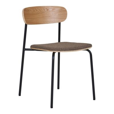 Scaun de dining negru/maro stivuibil cu aspect de lemn de frasin Estepona – House Nordic