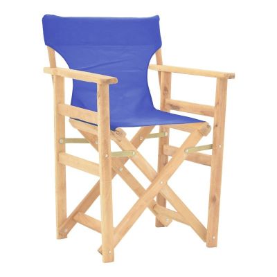 Scaun de regizor Kompa, Pako World, Lemn masiv vopsit, Textil, Albastru