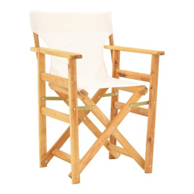 Scaun de regizor Kompa, Pako World, Lemn, Textil Ecru