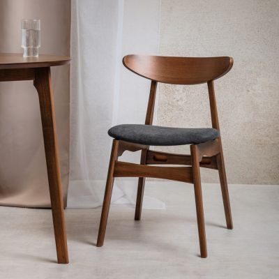 Scaun Eroso, Homla, 48x55.5x74.8 cm, poliester/lemn, maro/gri