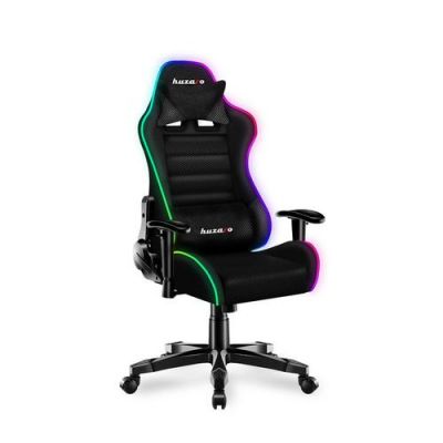 Scaun gaming copii Huzaro HZ-Ranger 6.0 RGB, Mesh, RGB LED, Cotiere reglabile, Perne lombara & cervicala, Cadru otel (Negru)