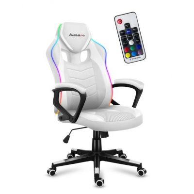 Scaun gaming Huzaro HZ-Force 2.5 RGB, Mesh, RGB LED, Cotiere moi, Cadru otel, Functie balans SoftFlex (Alb)