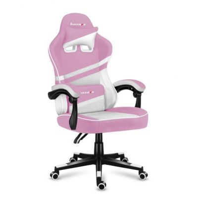 Scaun gaming Huzaro HZ-Force 4.4, Mesh, RGB LED, Cotiere moi, Perne lombara & cervicala, Cadru otel (Alb/Roz)