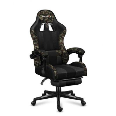 Scaun gaming Huzaro HZ-Force 4.7, Mesh Camo, Suport picioare, Cotiere moi, Perne lombara & cervicala, Cadru otel (Camuflaj/Negru)