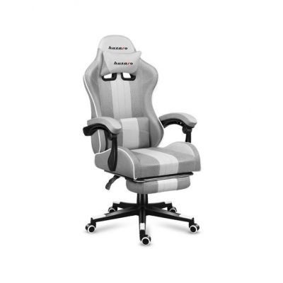 Scaun gaming Huzaro HZ-Force 4.7 Mesh, Suport picioare, Cotiere moi, Perne lombara & cervicala, Cadru otel (Alb)
