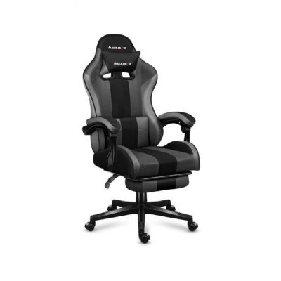 Scaun gaming Huzaro HZ-Force 4.7, Mesh, Suport picioare, Cotiere moi, Perne lombara & cervicala, Cadru otel (Gri/Negru)