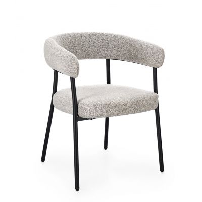 Scaun Giaele, Bizzotto, 59.5x56.5x75.5 cm, poliester Boucle, negru/grej