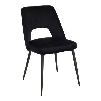 Scaun Murde pakoworld țesătură catifea neagră și picioare din metal negru 48,5x61x89cm