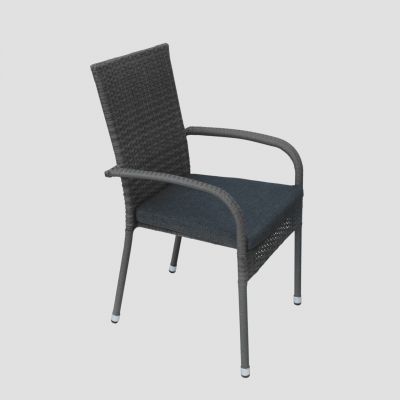 Scaun pentru gradina Bikly, Homla, 56x64x94 cm, metal/technorattan/poliester, gri