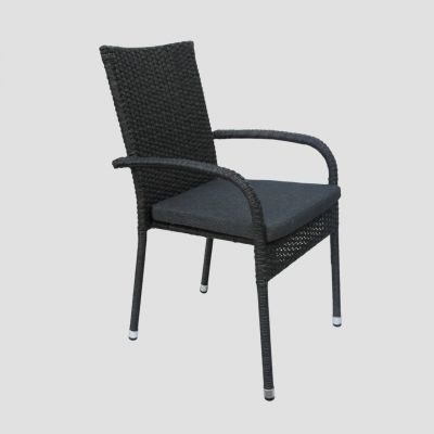 Scaun pentru gradina Bikly, Homla, 56x64x94 cm, metal/technorattan/poliester, maro