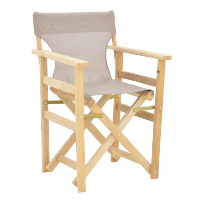 Scaun regizor Kompa, Lemn Masiv, Textil Gri-Bej