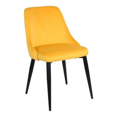 Scaun Zedna, Pako World, Catifea Galben, Picioare negre, 51x58x84 cm