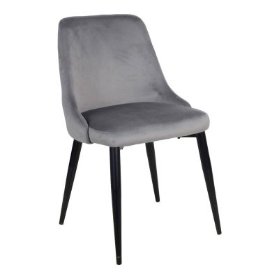 Scaun Zedna, Pako World, Catifea Gri, Picioare negre, 51x58x84 cm