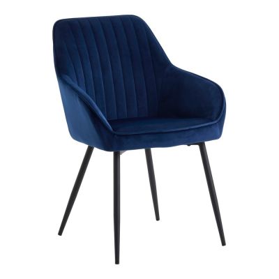 Scaune de dining albastru-închis cu cotiere 2 buc. din catifea Nolan Stripe – Unique Furniture